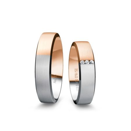  Trauringe Malia - Bicolor 333 - Weiss/Rosé - 0,030 Crt - TW/SI