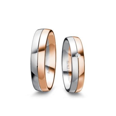Trauringe Carla - Bicolor 333 - Weiss/Rosé - 0,030 Crt - TW/SI