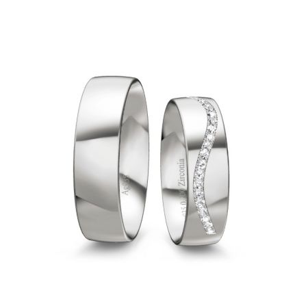 Trauringe Theresa II - Silber 925 - 0,100 Crt - Zirconia 