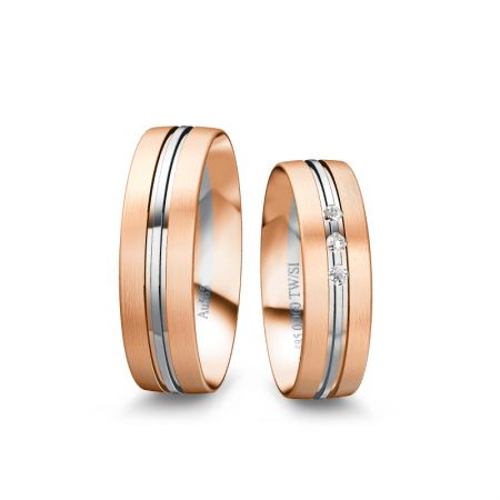 Trauringe Rafaela - Bicolor 585 - Rosé/Weiss - 0,060 Crt - TW/SI 
