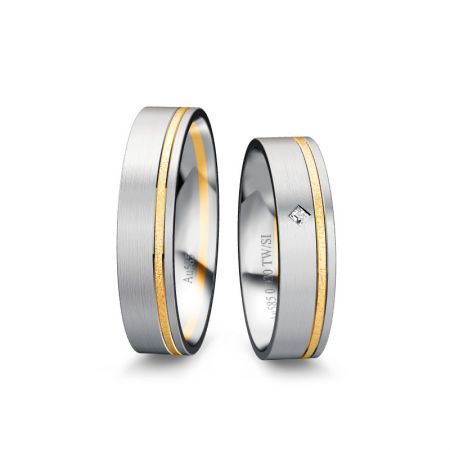 Trauringe Vanessa I - Bicolor 585 - Weiss/Gelb - 0,030 Crt - TW/SI 