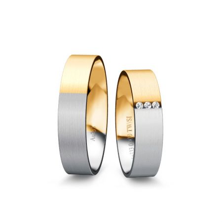 Trauringe Nina - Bicolor 333 - Weiss/Gelb - 0,030 Crt - TW/SI 