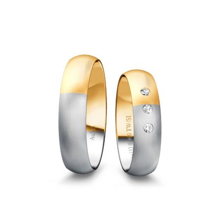  Trauringe Selina - Bicolor 333 - Weiss/Gelb - 0,06 Crt - TW/SI 