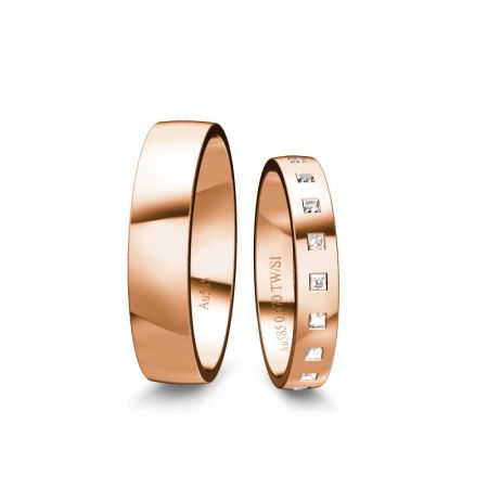 Trauringe Elli - Roségold 585 - 0,570 Crt - TW/SI 