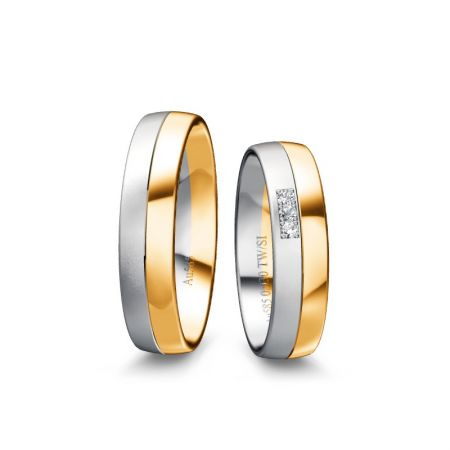 Trauringe Tessa ı - Bicolour 585 - Weiss/Gelb - 0,030 Crt - TW/SI 